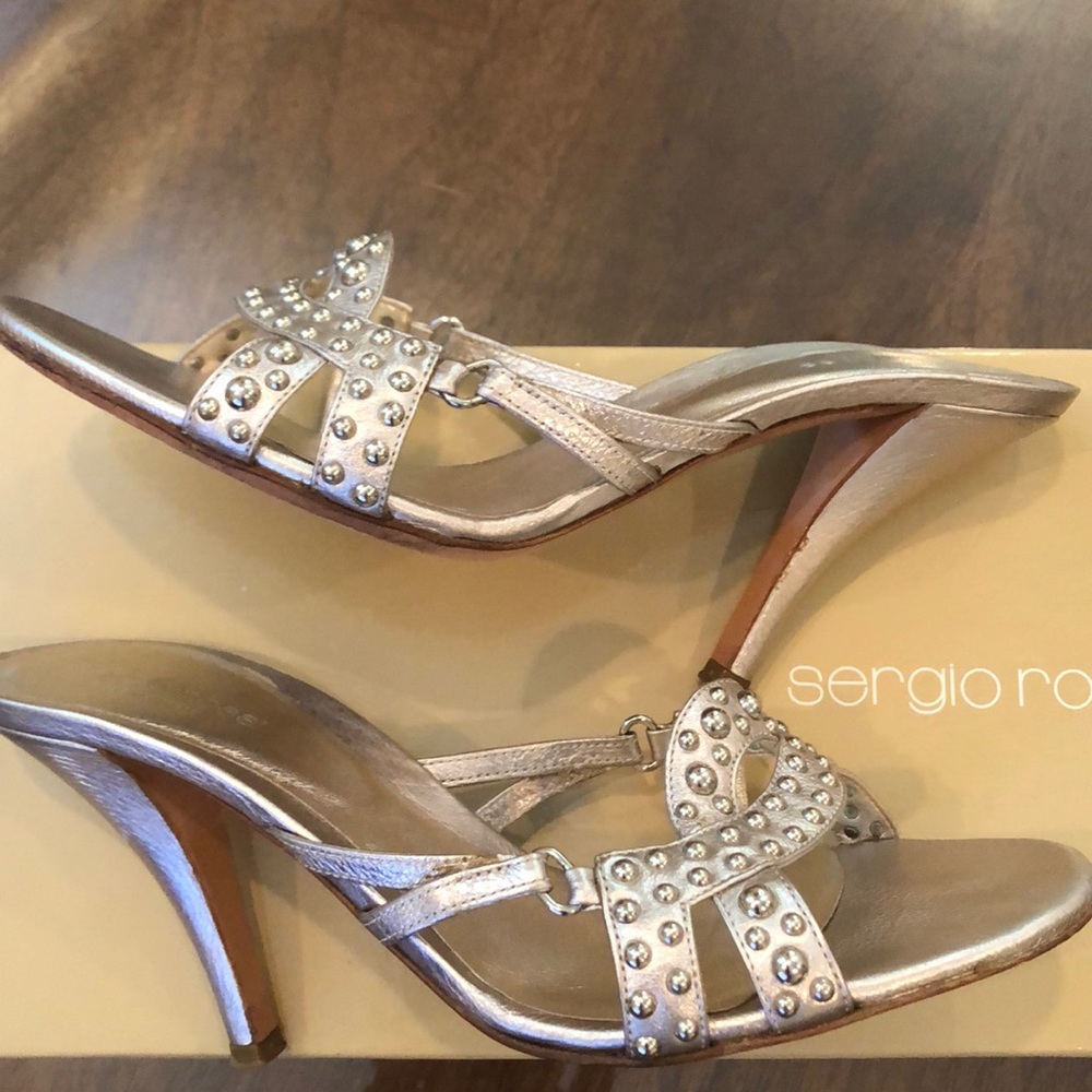 Sergio Rossi rose silver metal studded heel - Picture 5 of 8